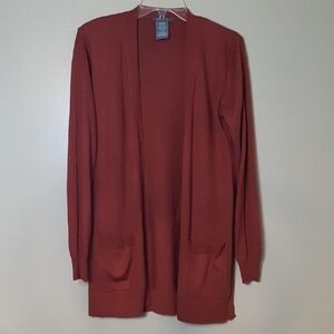 Matty M Women's M Open Front  Cardigan Sweater Rusty Brick Red